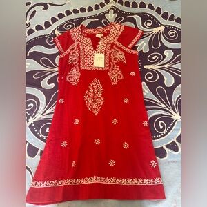 NWT Roller Rabbit Women’s Embroidered Red Dress